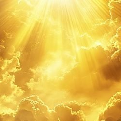 Golden Hour Sky with Sun Rays and Clouds, Nature Photography